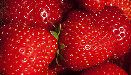 Image showing Background of luscious ripe red strawberries