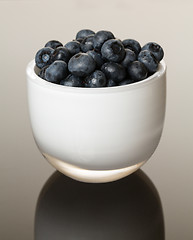 Image showing White glass bowl full of blueberries