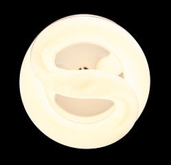 Image showing Fluorescent light bulb lit from above