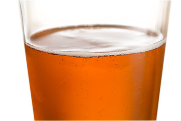 Image showing Glass of cold golden beer with focus on edge