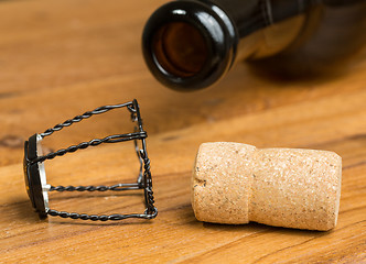 Image showing Champagne style cork belgium beer bottle