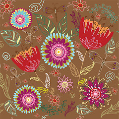 Image showing Seamless texture with flowers