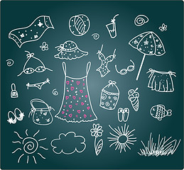 Image showing beach accessories - cute vector set