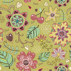 Image showing Seamless texture with flowers