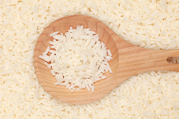 Image showing Rice on a wooden spoon