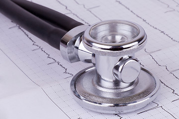 Image showing stethoscope and ecg