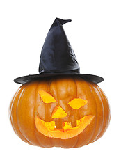 Image showing Hallowe'en Pumpkin in Witch Hat