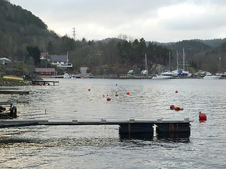 Image showing small footbridge in a fjord -norway