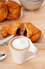 Image showing fresh croissant french brioche and coffee