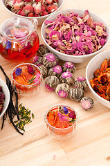 Image showing Herbal natural floral tea infusion with dry flowers