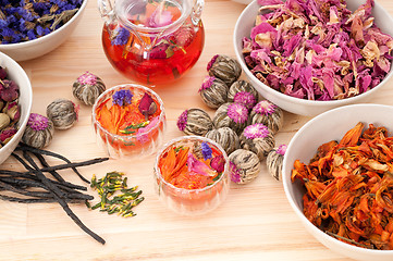 Image showing Herbal natural floral tea infusion with dry flowers