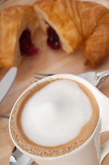 Image showing fresh croissant french brioche and coffee