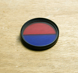 Image showing camera lens filter dual color red blue