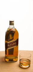 Image showing editorial red label whisky and drink in glass