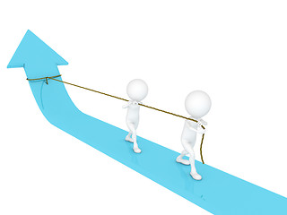 Image showing 3d man business boss pulling a rope 