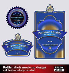 Image showing Bottle and bottle cap labels mock-up