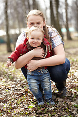 Image showing Young mother and son