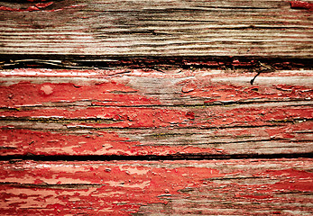 Image showing Red dirty wooden wall