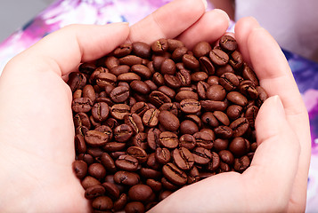 Image showing Coffee beans in hands