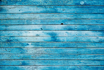 Image showing Blue dirty wooden wall