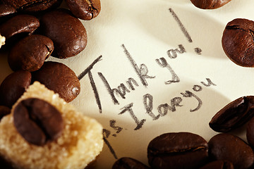 Image showing Coffee beans, thank you