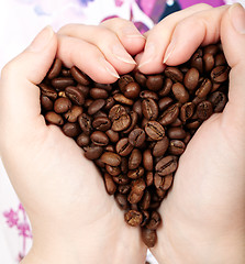 Image showing Heart coffee grains