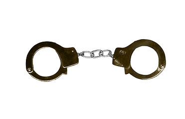 Image showing Metal handcuffs isolated on the white background.