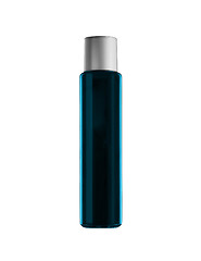 Image showing Dark blue parfume bottle isolated