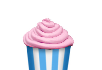 Image showing Pink creme cupcake isolated on white background