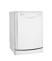 Image showing Modern freestanding dishwasher isolated on white