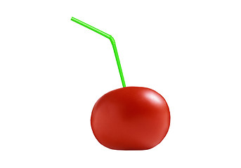 Image showing Tomato with tubule isolated on white