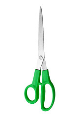 Image showing Green scissors isolated on white background