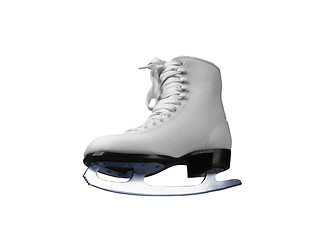 Image showing White skates for figure skating on ice