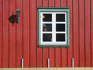 Image showing Window on red wall