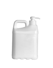 Image showing White plastic jerry can is isolated on a white background