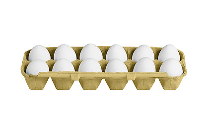 Image showing carton box with eggs isolated on the white background