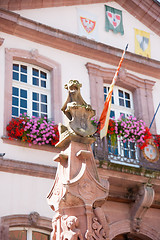 Image showing Stork on a roof in Alsace