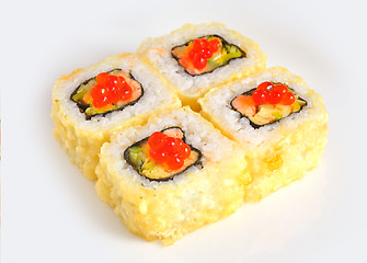 Image showing Sushi with fish and caviar