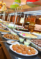 Image showing Hotel breakfast table