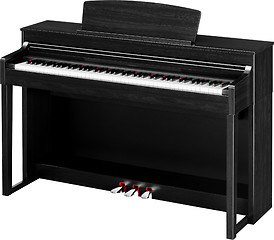 Image showing Real black grand piano isolated on white