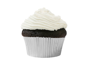 Image showing Chocolate cupcakes with whipped cream