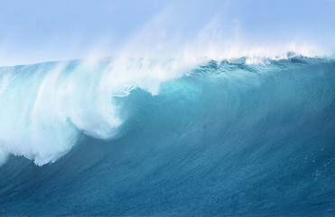 Image showing Large Blue Surfing Wave