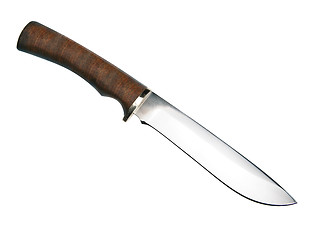 Image showing Hunting knife with wooden haft isolated on the white