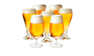 Image showing Glasses of beer with froth- excellent quality