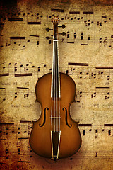 Image showing violin on note background