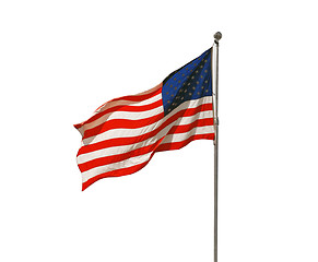 Image showing American flag flapping