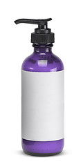 Image showing Plastic bottle of skin care product on white background