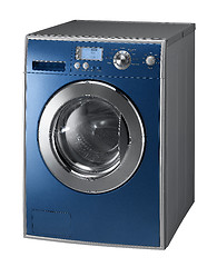 Image showing Blue Isolated washing machine on a white background