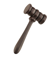 Image showing Wooden justice gavel and block with brass
