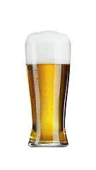 Image showing Glass of beer with isolated on white
